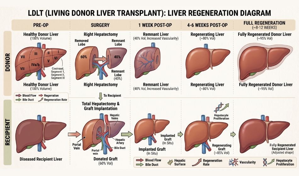 LDLT — liver regeneration diagram